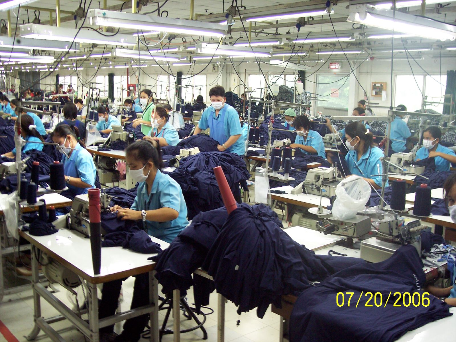Sweatshop workers in a Thai apparel factory